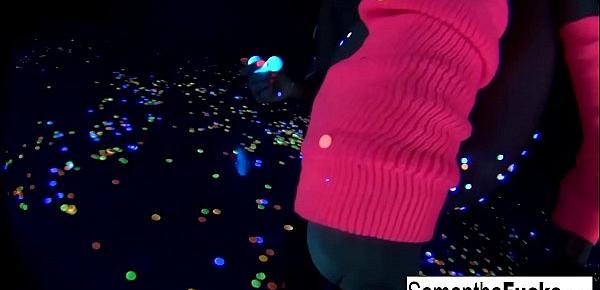  Samantha Saint gets off in this super hot black light solo